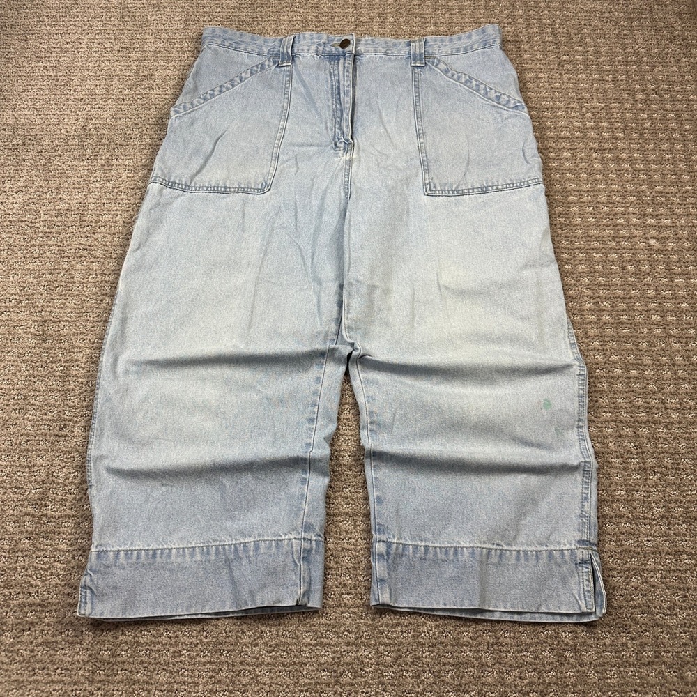Y2K Bill Blass Jeans Womens 18 Light Wash Denim Carpenter Capri Crop Pants